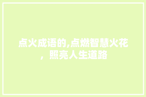 点火成语的,点燃智慧火花，照亮人生道路