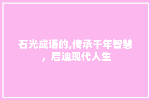 石光成语的,传承千年智慧，启迪现代人生