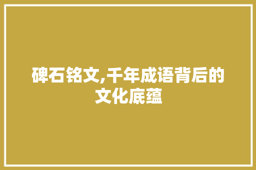 碑石铭文,千年成语背后的文化底蕴