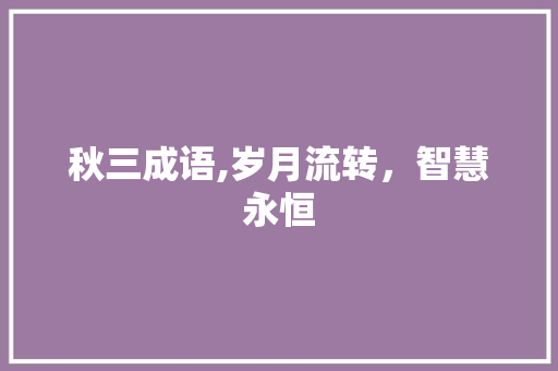 秋三成语,岁月流转，智慧永恒