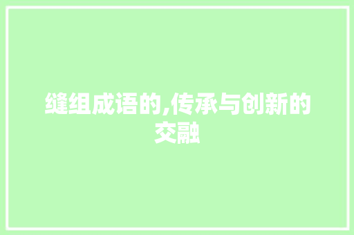 缝组成语的,传承与创新的交融