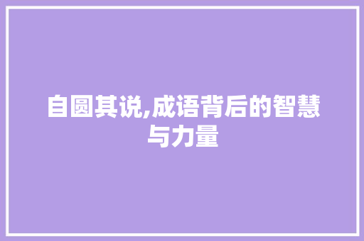 自圆其说,成语背后的智慧与力量