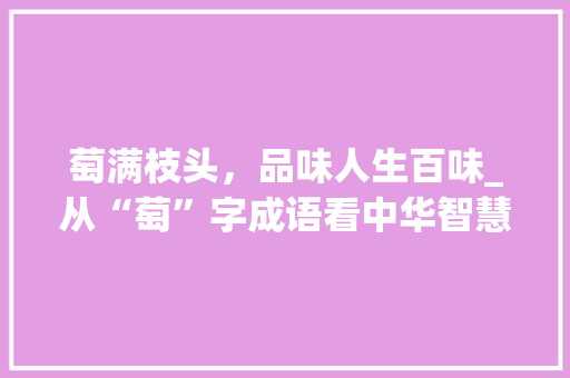 萄满枝头，品味人生百味_从“萄”字成语看中华智慧