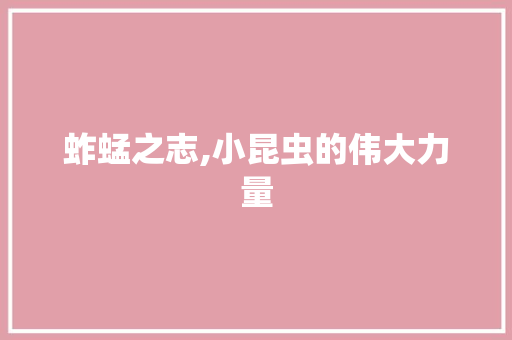 蚱蜢之志,小昆虫的伟大力量