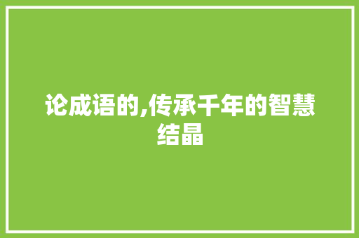论成语的,传承千年的智慧结晶