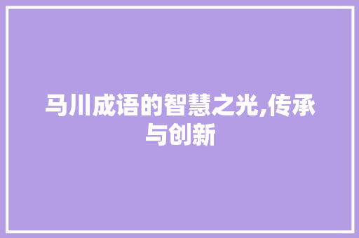 马川成语的智慧之光,传承与创新