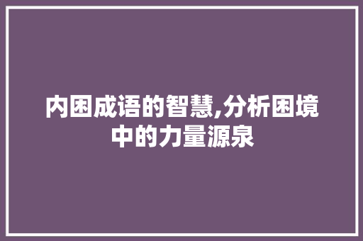 内困成语的智慧,分析困境中的力量源泉
