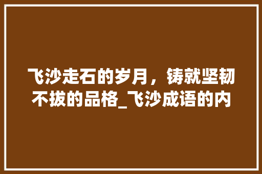 飞沙走石的岁月，铸就坚韧不拔的品格_飞沙成语的内涵与启示