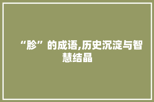 “胗”的成语,历史沉淀与智慧结晶