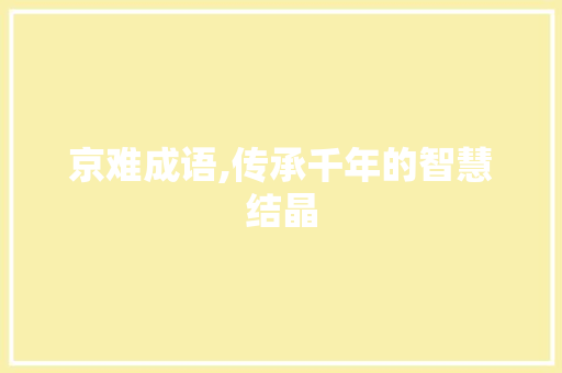 京难成语,传承千年的智慧结晶