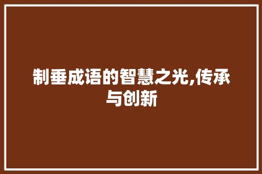 制垂成语的智慧之光,传承与创新