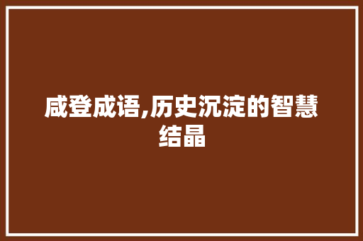 咸登成语,历史沉淀的智慧结晶