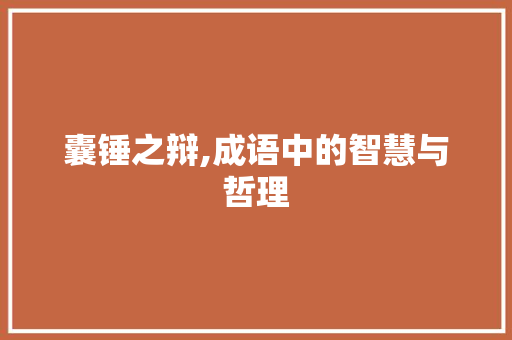 囊锤之辩,成语中的智慧与哲理