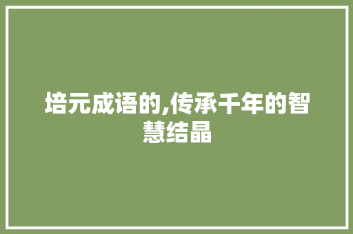 培元成语的,传承千年的智慧结晶