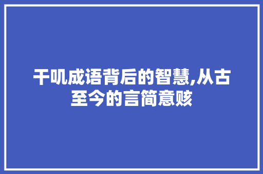 干叽成语背后的智慧,从古至今的言简意赅