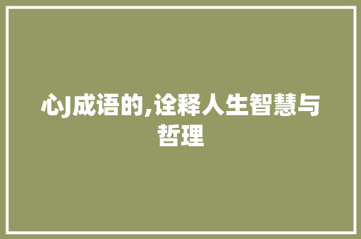 心J成语的,诠释人生智慧与哲理 特写稿