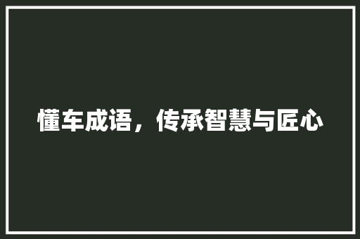 懂车成语，传承智慧与匠心