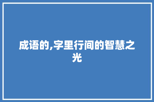 成语的,字里行间的智慧之光