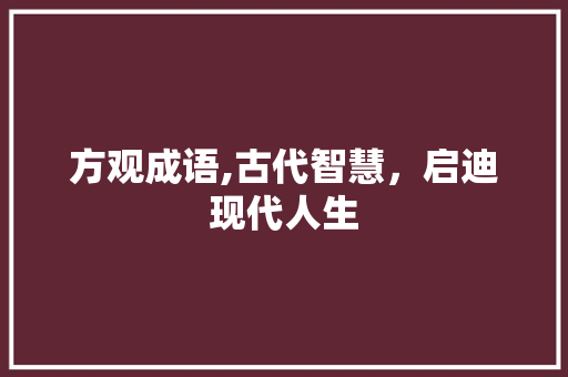 方观成语,古代智慧，启迪现代人生