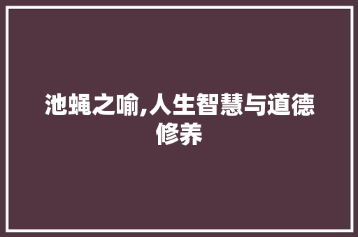 池蝇之喻,人生智慧与道德修养