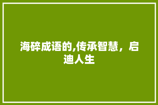 海碎成语的,传承智慧，启迪人生