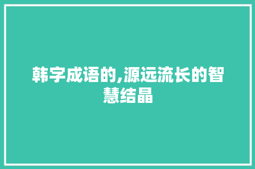 韩字成语的,源远流长的智慧结晶 工作总结