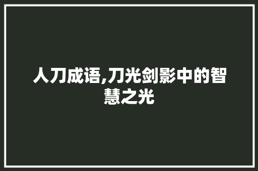 人刀成语,刀光剑影中的智慧之光