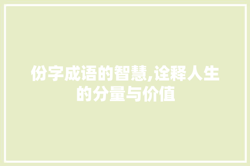 份字成语的智慧,诠释人生的分量与价值