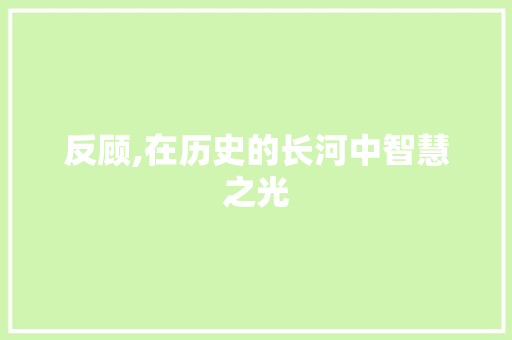 反顾,在历史的长河中智慧之光