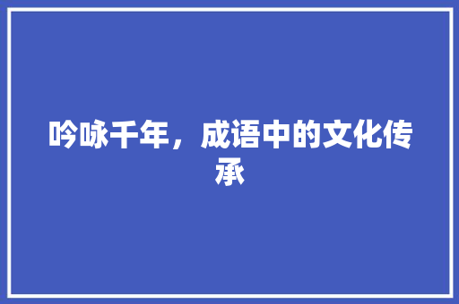 吟咏千年，成语中的文化传承