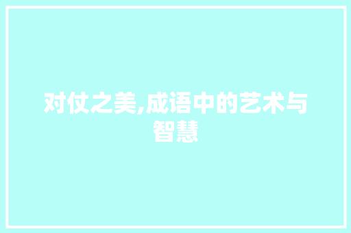 对仗之美,成语中的艺术与智慧