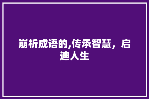 崩析成语的,传承智慧，启迪人生