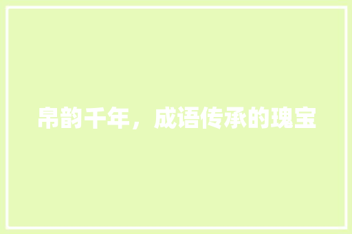 帛韵千年，成语传承的瑰宝