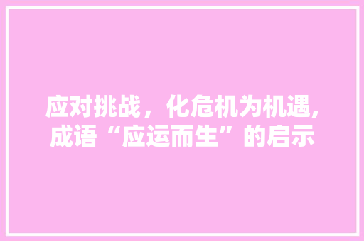 应对挑战，化危机为机遇,成语“应运而生”的启示 工作总结