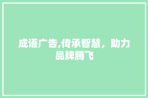 成语广告,传承智慧，助力品牌腾飞