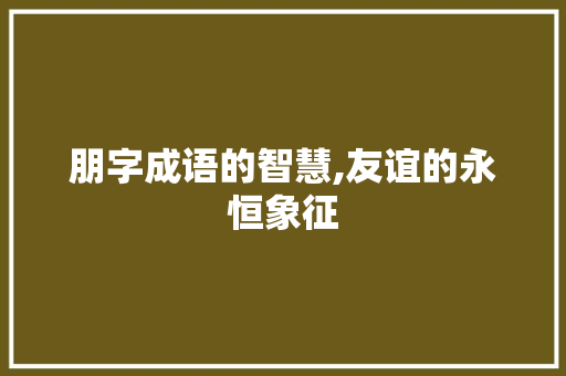 朋字成语的智慧,友谊的永恒象征