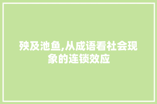 殃及池鱼,从成语看社会现象的连锁效应 工作类