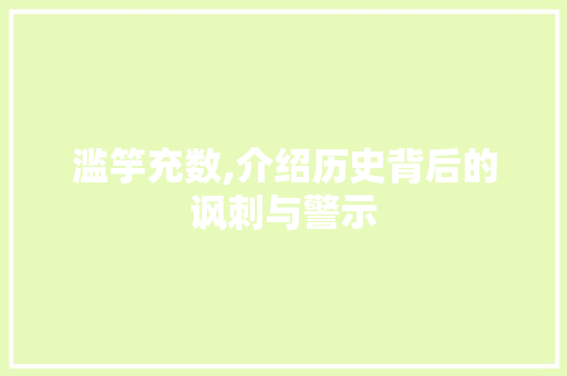 滥竽充数,介绍历史背后的讽刺与警示