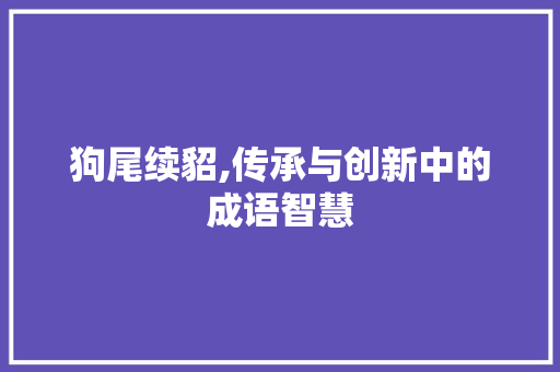狗尾续貂,传承与创新中的成语智慧