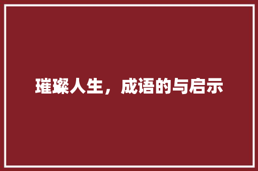 璀璨人生，成语的与启示