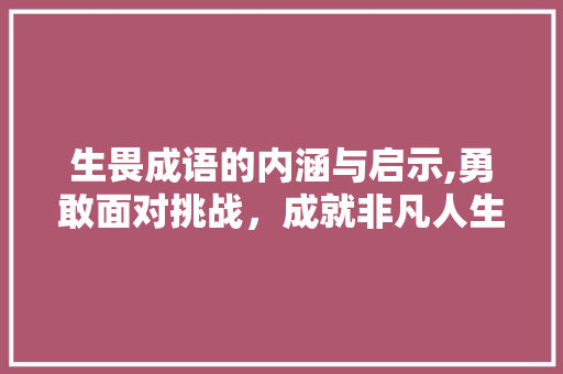 生畏成语的内涵与启示,勇敢面对挑战，成就非凡人生
