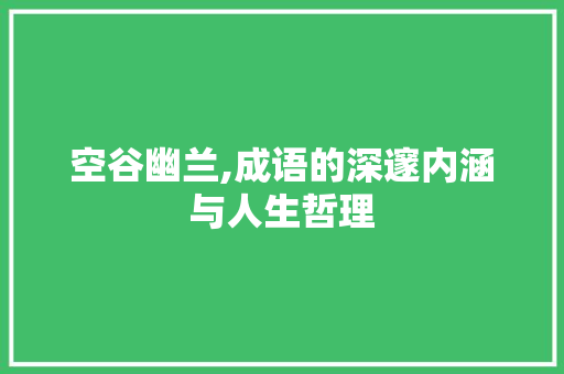 空谷幽兰,成语的深邃内涵与人生哲理