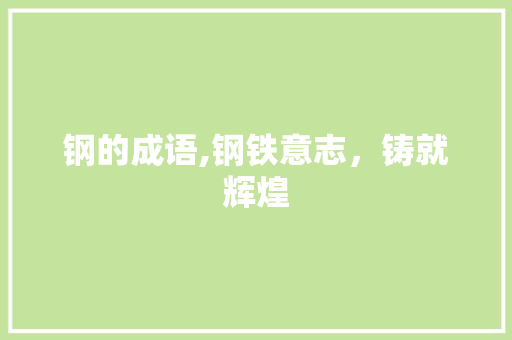 钢的成语,钢铁意志，铸就辉煌