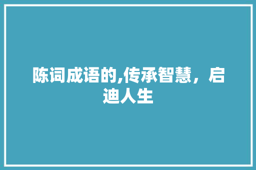 陈词成语的,传承智慧，启迪人生