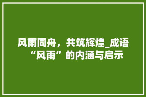 风雨同舟，共筑辉煌_成语“风雨”的内涵与启示