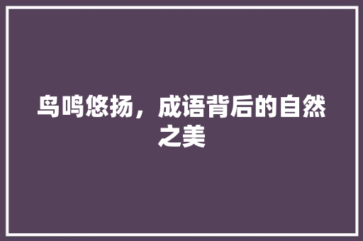 鸟鸣悠扬，成语背后的自然之美 工作报告