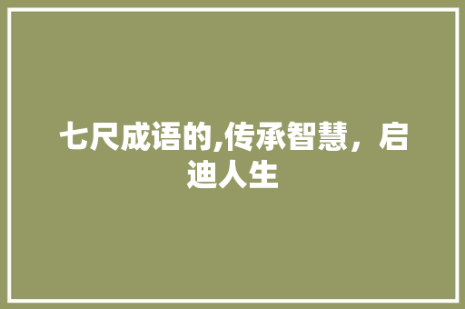 七尺成语的,传承智慧，启迪人生