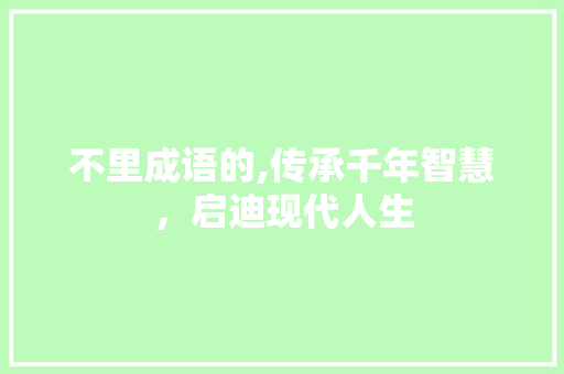 不里成语的,传承千年智慧，启迪现代人生
