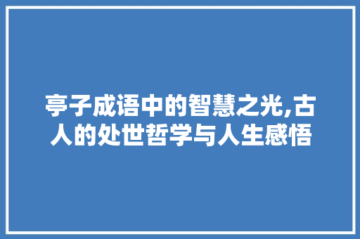 亭子成语中的智慧之光,古人的处世哲学与人生感悟