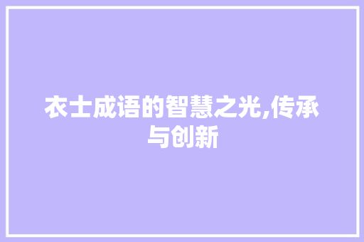 衣士成语的智慧之光,传承与创新
